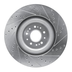 Genesis G90 Brake Rotor (1) - Front Left - R1 Concepts - Drilled & Slotted - Silver - `17-`22